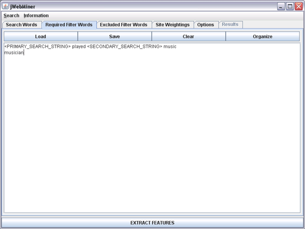 Required Filter Words Panel